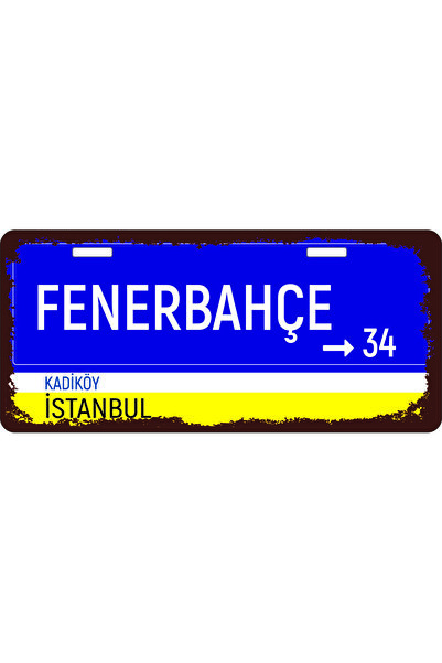 kirpi poster Fenerbahçe Sokak Tabelası Sarı Lacivert Retro Plaka Poster 11x24 cm
