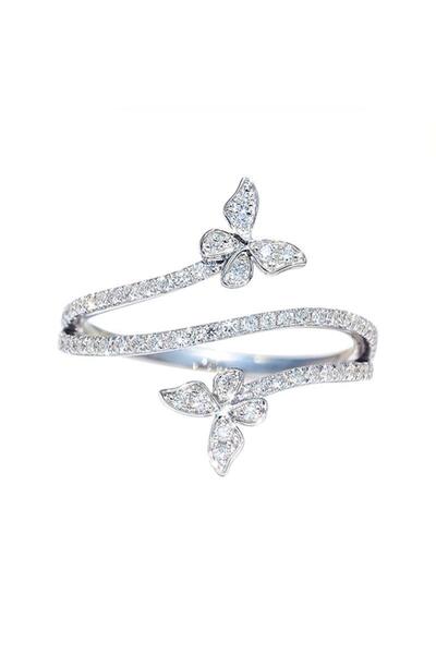 Pursehuit Inel argintiu cu pietre de zirconiu și fluturi, Penny C9 - 8 (circu...