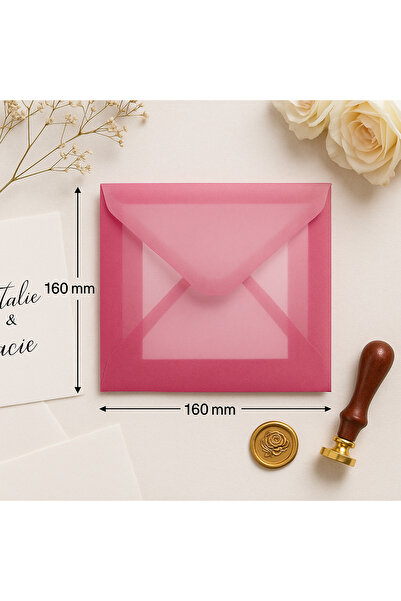 eraypaper 25 Adet - Fuşya Aydinger Zarf - Yarı Şeffaf (Peel&Seal) Kendinden Y...
