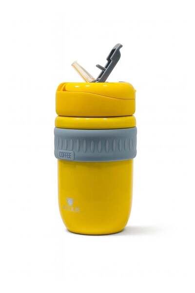 Yatai Stainless Steel Double Wall Coffee Tumbler with Straw, 350 ml