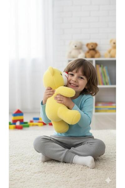 MASSALTOYS 25 cm Papyonlu Peluş Ayıcık Sevgili Hediyesi Doğum günü hediyesi SARI