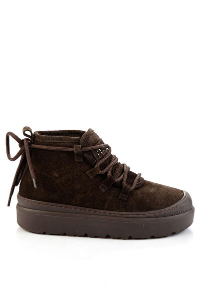 Bambi Kahve Hakiki Deri Kadın Bot & Bootie K02748100902