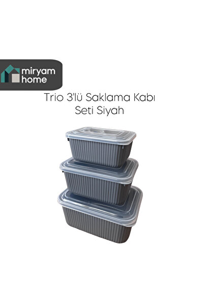 Dünya Plasik Miryamhome Trio – Set of 3 Storage Containers Gray (600/1100/180...