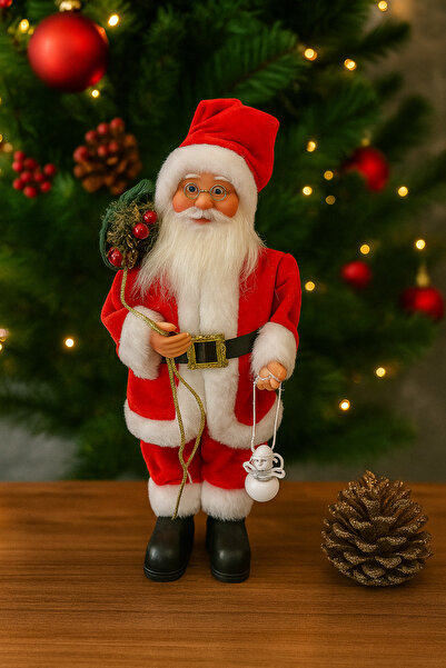 Eynes Aydınlatma تمثال سانتا كلوز باللون الأحمر، 30 سم، مع سترة صوفية، إكسسوا...