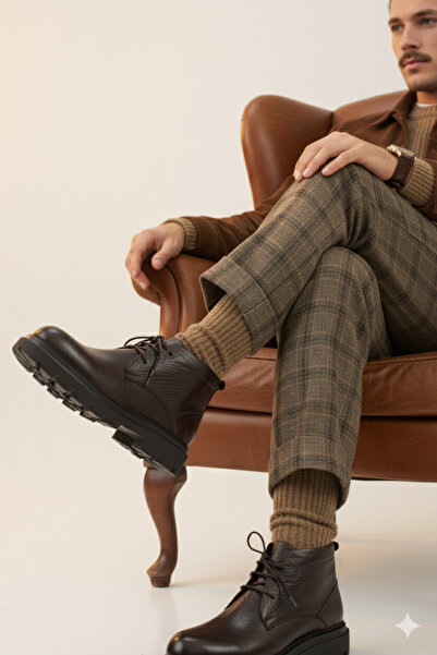 DOCKA Hakiki Deri Hafif Kalın Taban Günlük Klasik Tarz Erkek Bot ER5K/B720