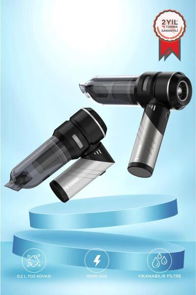 Torima Araç İçi Süpürge Katlanabilir Çok Fonksiyonlu Şarjlı Mini Ev Kullanımı İçin El Süpürgesi LT101 Gri