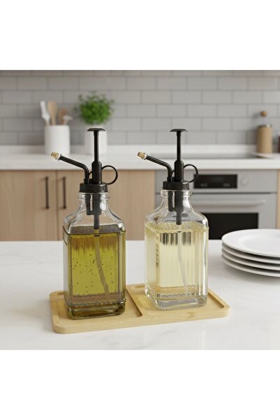 Buğra Home TASARRUF AMAÇLI 2'Lİ VİNTAGE STANDLI SPREY YAĞDANLIK/500ML