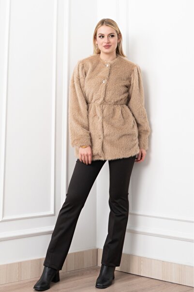 MissVina Palton confortabil din pluș cu talie elastică Glow 2623