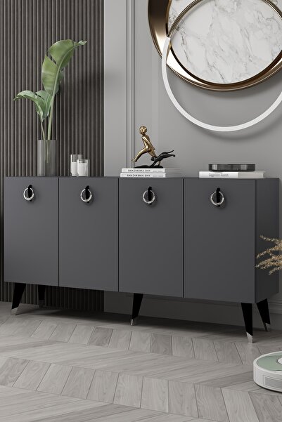 DEMONTE DECOR 8217-32DD KB150 KONSOL, TV ÜNİTESİ ANTRASİT-SİYAH-GÜMÜŞ