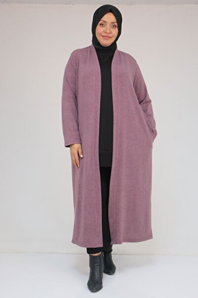 Eslina 53061 Plus Size Long Mir Jacket with Pockets - Dusty Rose