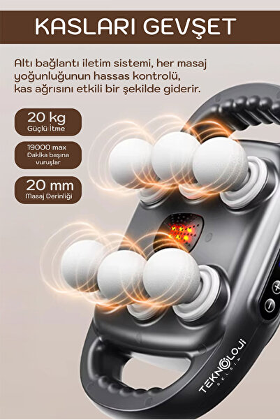 instatech Masaj Tabancası 6 Başlı 9 Kademe 9 Modlu 9600 Adet/Dakika Yüksek Fr...