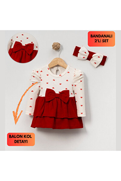 Chicsy Baby Baby Girl Heart Patterned Bow Cotton 2-Piece Set 3-18 Months