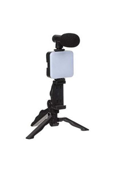 Silver Star Vlogging Set with Tripod, LED Lamp and Mobile Phone Mount