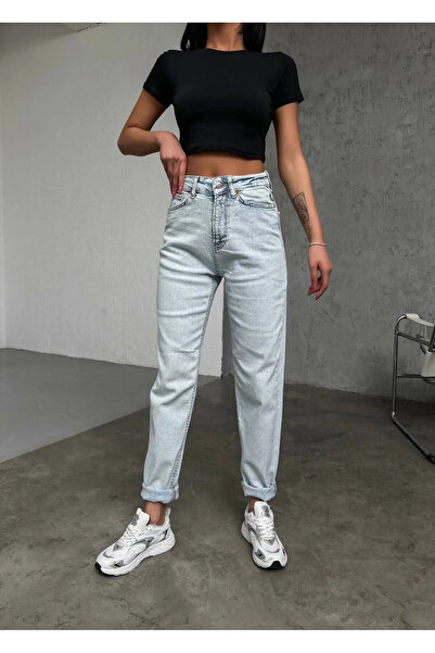 kleshus Çnr Pantaloni de damă cu talie înaltă, confortabili, din denim Lycra,...