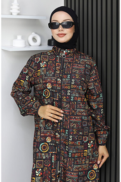 sefamerve Μαγιό Hijab Ethnic Pattern Σετ 3 τεμαχίων 1903-05 Καφέ