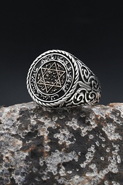 Prestige 925 Ayar Gümüş Yüzük Hz. Süleyman Mührü 902358