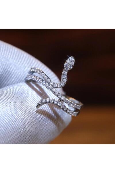 Pursehuit Inel argintiu, formă de șarpe, cu pietre de zirconiu, Sigga C21 - 6...