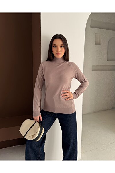 b buhari bykoc Half Fisherman Soft Textured Cashmere Long Sleeve Knitwear Sweater