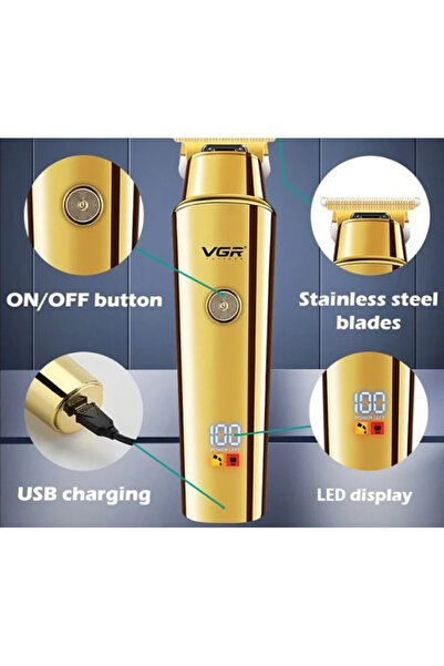OEM VGR 947 Gold Hair Clipper with 4 Attachments
