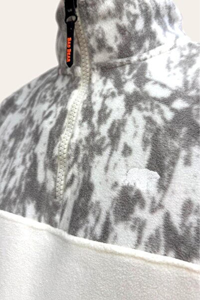 Bad Bear سترة صوفية بيضاء للرجال بسحاب نصفي TOO MUCH HALF ZIP