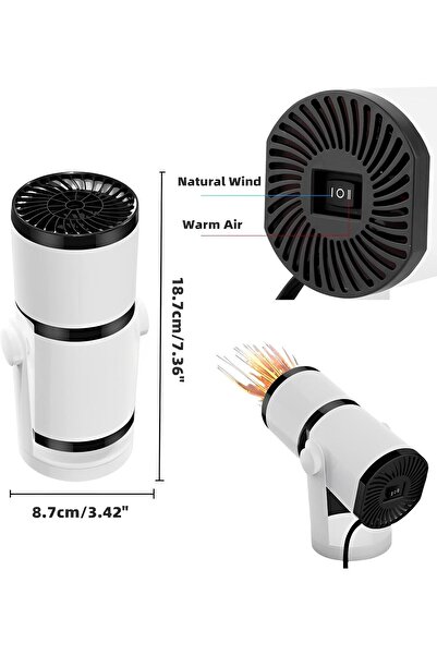 zola Car heater with fan 150W, 12V power supply, overheating protection, 16.3x8.5x13 cm