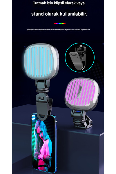 MATECHNO Ayarlanabilir RGB Çekim Işığı Tripod Telefon Kamera Laptop Uyumlu Se...