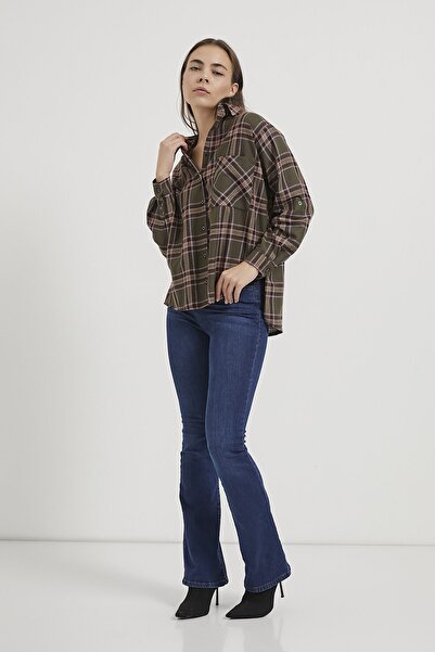 Arma Life Armalife 0417-1 Oversized Women's Shirt with Plaid Detail