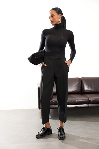 5in1Canpolat Black High Neck Transparent Blouse 25226