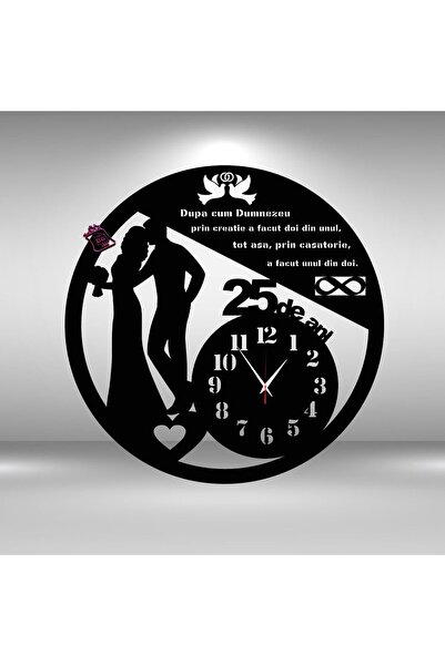 damoro Ceas de perete,Personalizat pentru Aniversare Casatorie 25 de ani,Lemn...