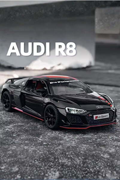 craftivio Siyah Işıklı Sesli 1:24 Ölçek İnce Detay Açılır Kapı Audi R8 V10 Pr...