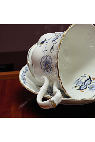 JOVY Vintage Royal Porcelain Service, 2 Cups and Saucers, BLUE GARDEN