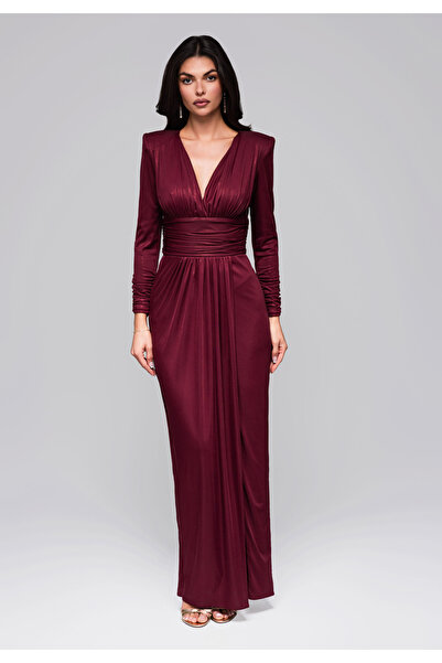 OMBRE Βραδινό φόρεμα LA-OM-DLR257 - μπορντό