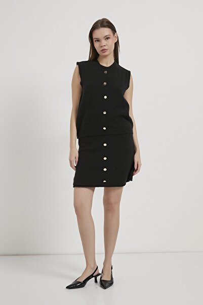 Arma Life Armalife 4982 gold button knit vest skirt women's set