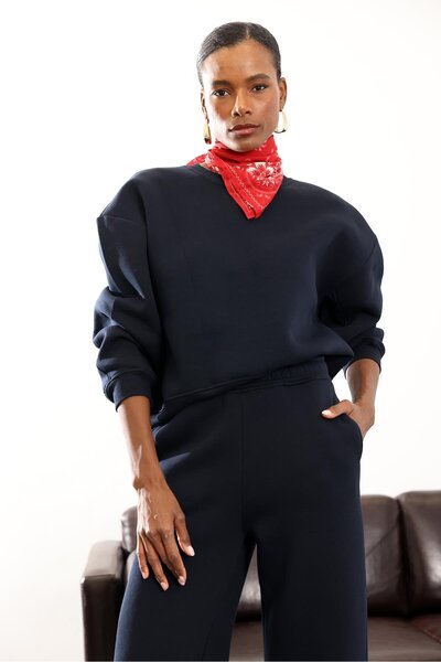 5in1Canpolat Navy Blue Basic Tracksuit Set 580524