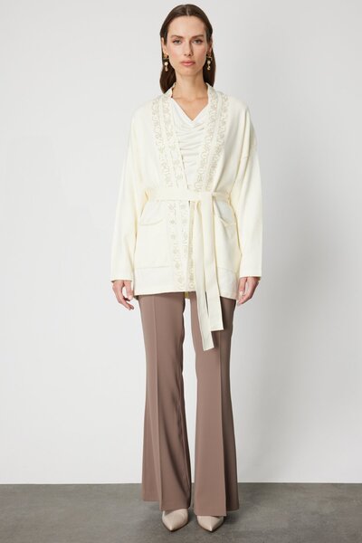 ON Cardigan with Stone Collar and Belt-60901