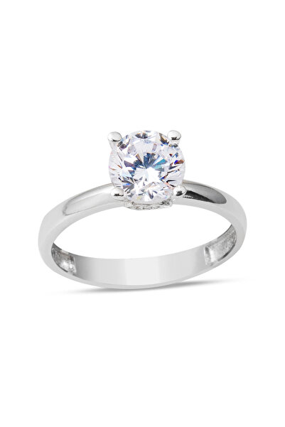 Bilezikci 14 Ayar Beyaz Altın Tektaş Yüzük