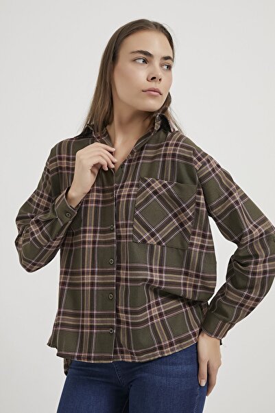 Arma Life Armalife 0417-1 Oversized Women's Shirt with Plaid Detail