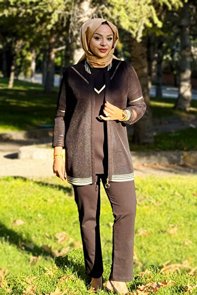 Lale Butik File Jacket Ribana Detailed 3-Piece Set 25100 Black