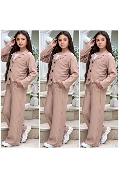 MUMİKİDS Girl's Jacket - Pants Bottom Top 2-Piece Set - Holiday Wear