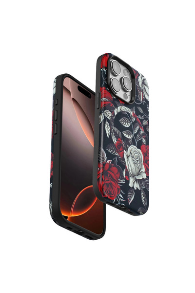 Najmaddin غطاء ماج سيف من سلسلة الزهور لهاتف آيفون 15 برو ماكس من أونيجيف - أسود