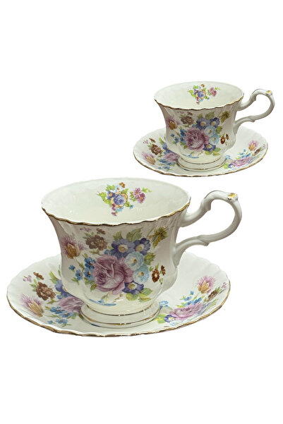 JOVY Vintage Royal Porcelain Service, 2 Cups and Saucers, SPRING BOUQUET