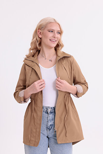 Eseclass Women's Brown Raincoat with Belt