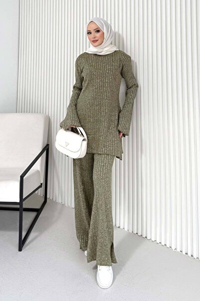 Melike Tatar Σετ Πλεκτά Ενδύματα Ασημί 3-1535