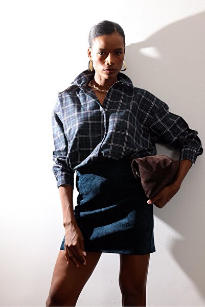 5in1Canpolat Πουκάμισο με καρό σχέδιο σε μπλε ναυτικό χρώμα 6648