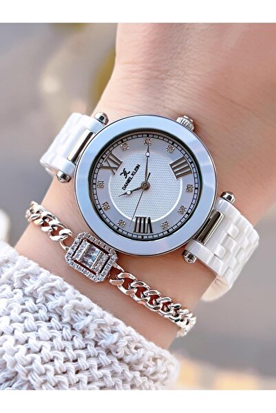 Daniel Klein Ceramic Cord Special Design 2 Years Warranty 3 Atm Women Wrist Watch+Bracelet Sr.14282.2