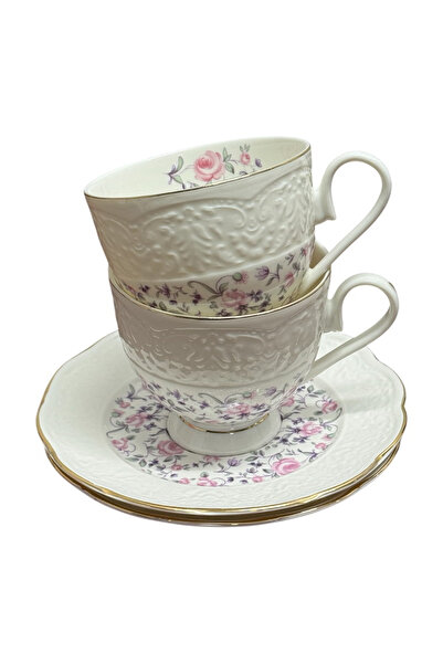 JOVY Vintage Elegance Porcelain Service, 2 Cups and Saucers, ROMANCE