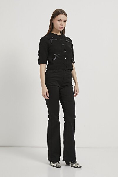 Arma Life Armalife 6626 Bow Detail Short Sleeve Knitted Women's Cardigan