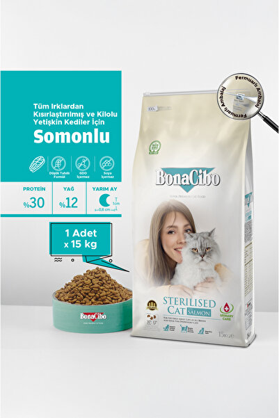 BonaCibo Adult Cat Sterilised Somonlu Kısırlaştırılmış Yetişkin Kedi Maması, ...
