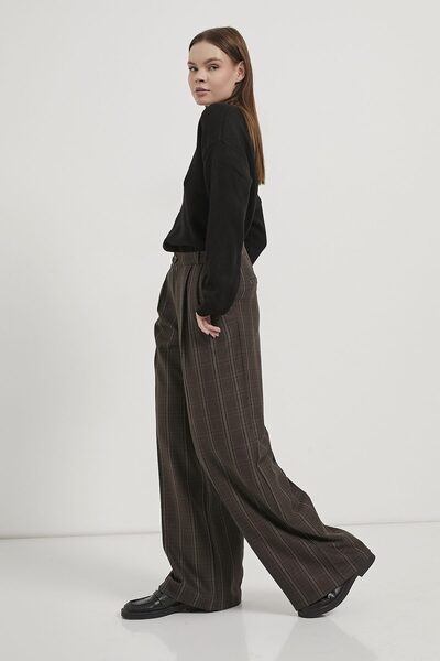 Arma Life Armalife 0420 plaid pleated palazzo premium women's pants