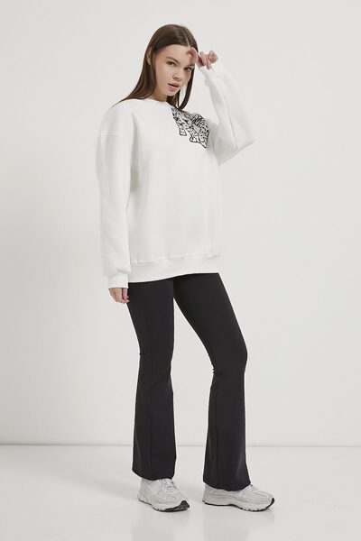 Arma Life Armalife 10615 Shoulder Leopard Printed Bis Collar Women's Sweat